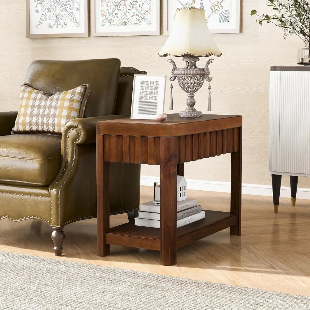 Modern Coffee Table Set of 3, One Center Table with 2 Square End Side Tables, Living Room Furniture Occasional Set for Farmhouse