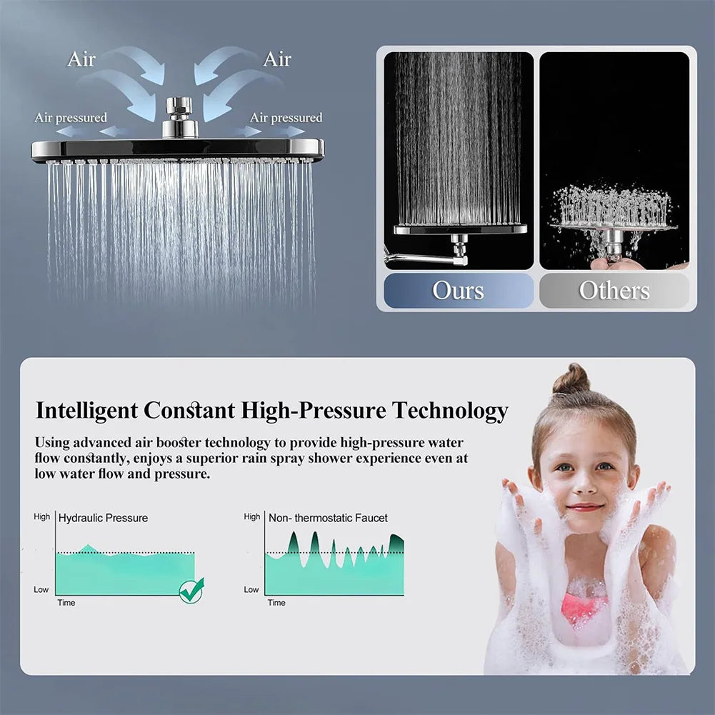 Rainfall Shower Heads Adjustable Handheld