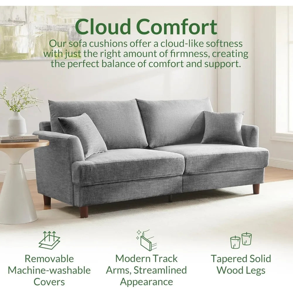 Cloud Comfort Couch – 81" 3 Seater Couch, Includes 2 Matching Pillows, Sofa with Removable & Machine-Washable Covers, Spring-Loa