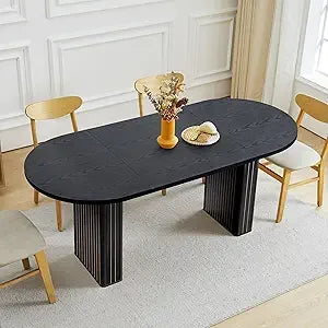 78 Inch Dining Table for 6 8 10, Modern Farmhouse Rectangular Kitchen Table, Long Dining Room Tables with Wood Strip Base for Ki