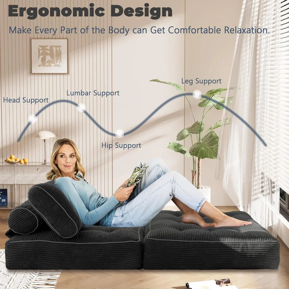 Sofa Bed with Pillow, Convertible Sleeper Chair, Folding Sofa Bed Foam Filling Couch, Sleeper Chair Single Size Floor Mattress