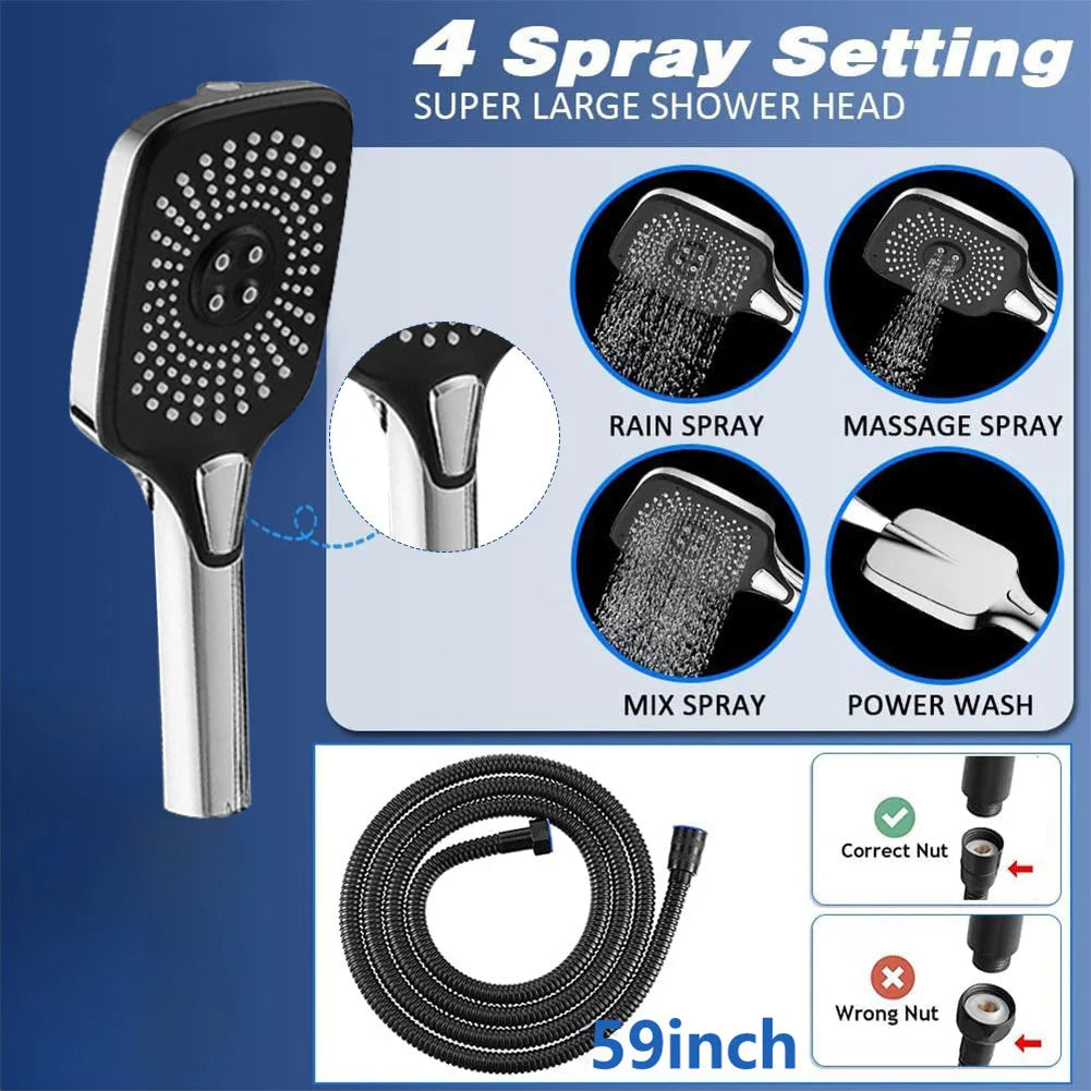 Rainfall Shower Heads Adjustable Handheld