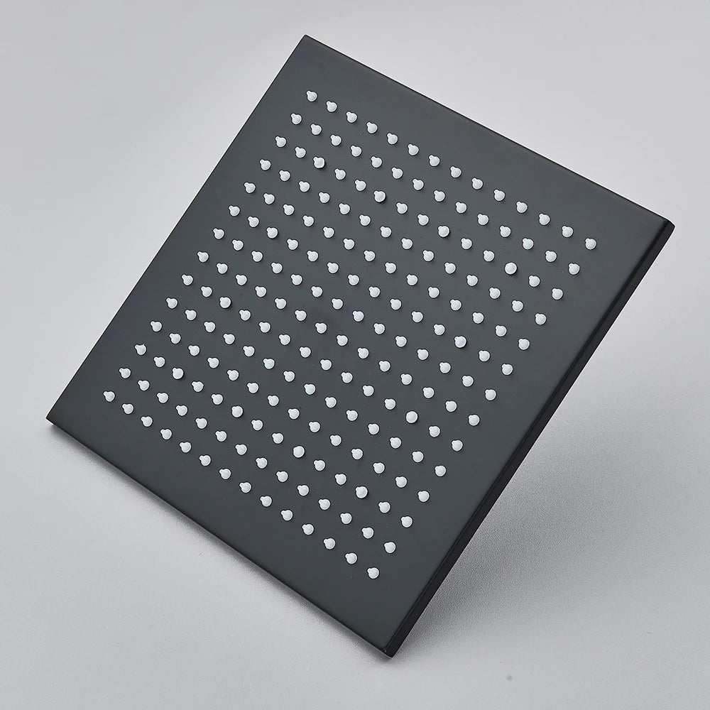 Black Rainfall Shower Head Brass