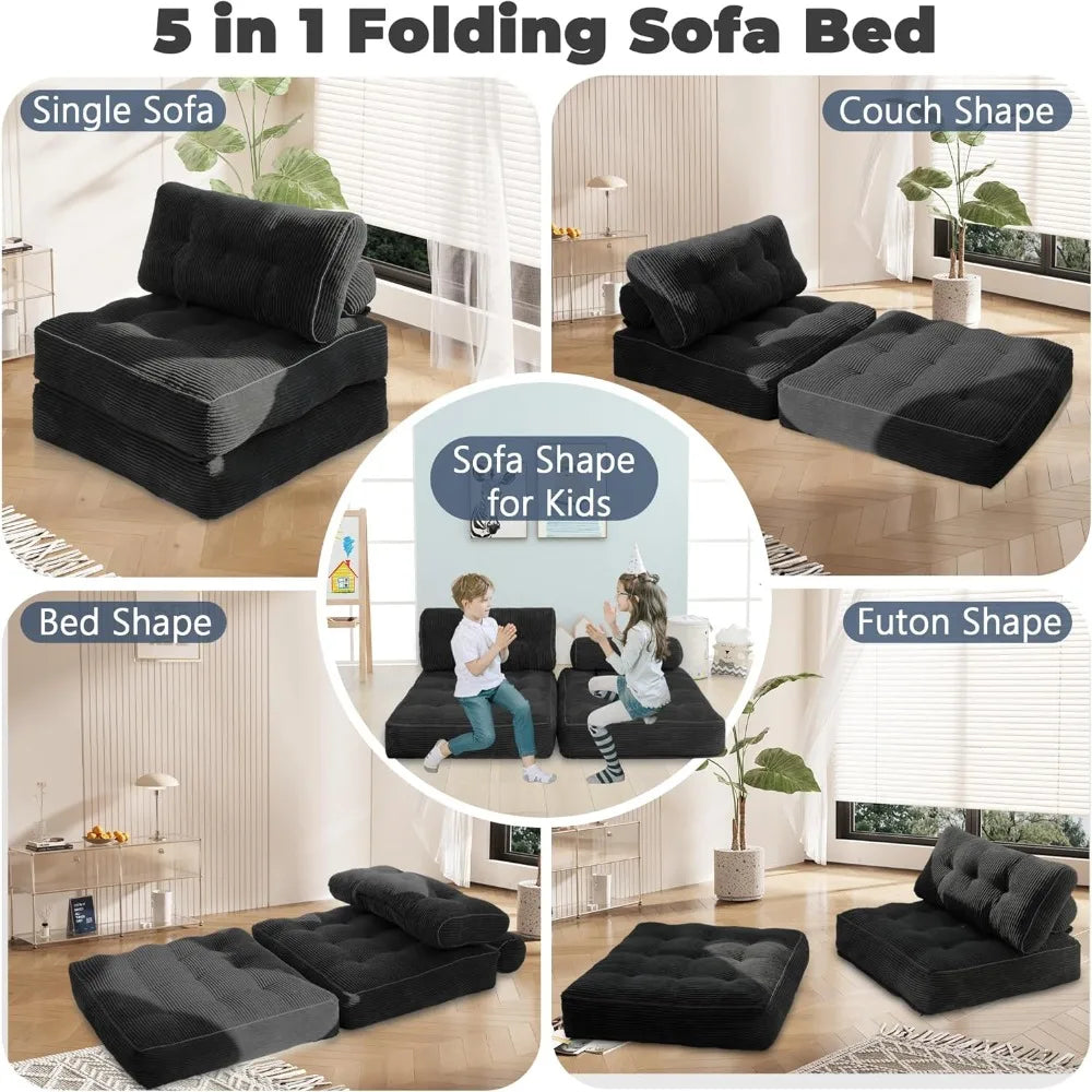 Sofa Bed with Pillow, Convertible Sleeper Chair, Folding Sofa Bed Foam Filling Couch, Sleeper Chair Single Size Floor Mattress