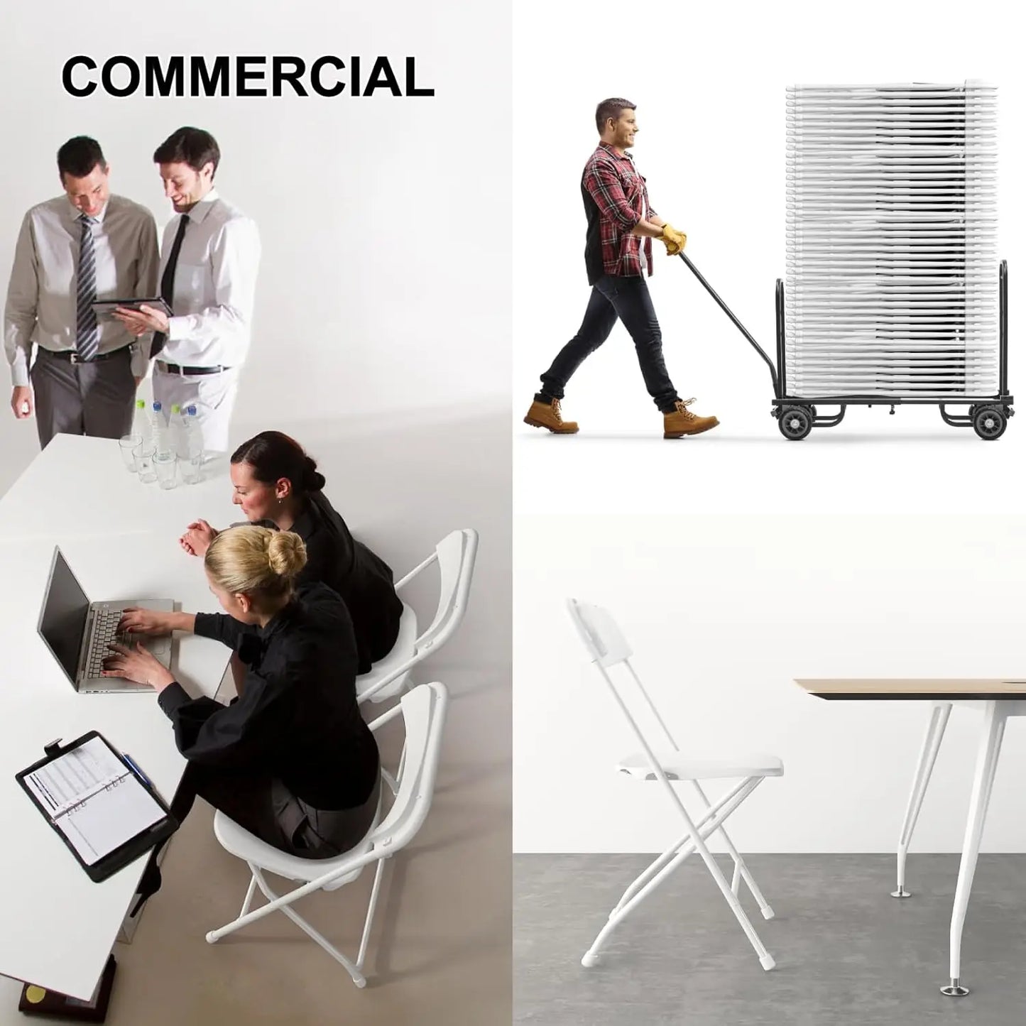 10 Pack White Folding Chairs,Portable Party Chairs, Plastic Folding Chair,Stackable Commercial Seats with Steel Frame for Office