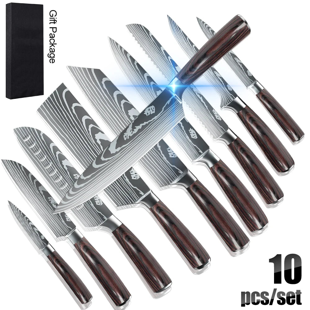 10pcs Japanese Kitchen Knives