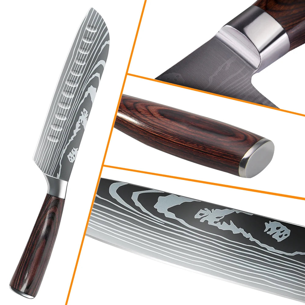 10pcs Japanese Kitchen Knives
