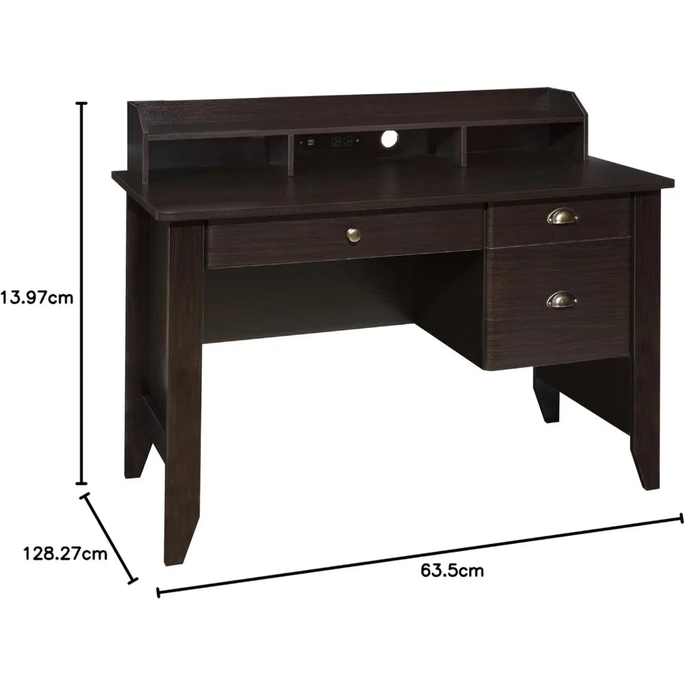 Eleanor Executive Desk Wood Grain, Espresso