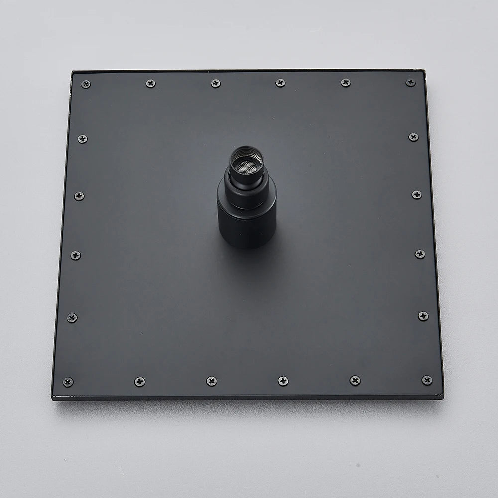 Black Rainfall Shower Head Brass