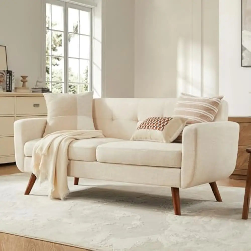 65" W Loveseat Sofa, Decor Love Seat Couches for Living Room, Button Tufted Upholstered Small Couch, Solid and Easy To Install