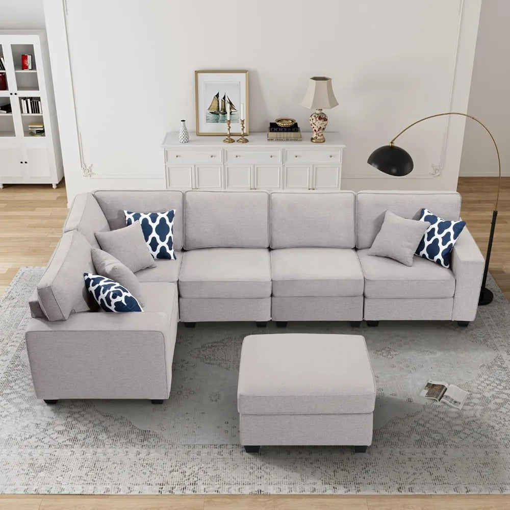 L Lengend Vansen Modular Sectional Sofa U Shaped Couch with Ottoman Modern Reversible Corner Sectional Couch for Living Room