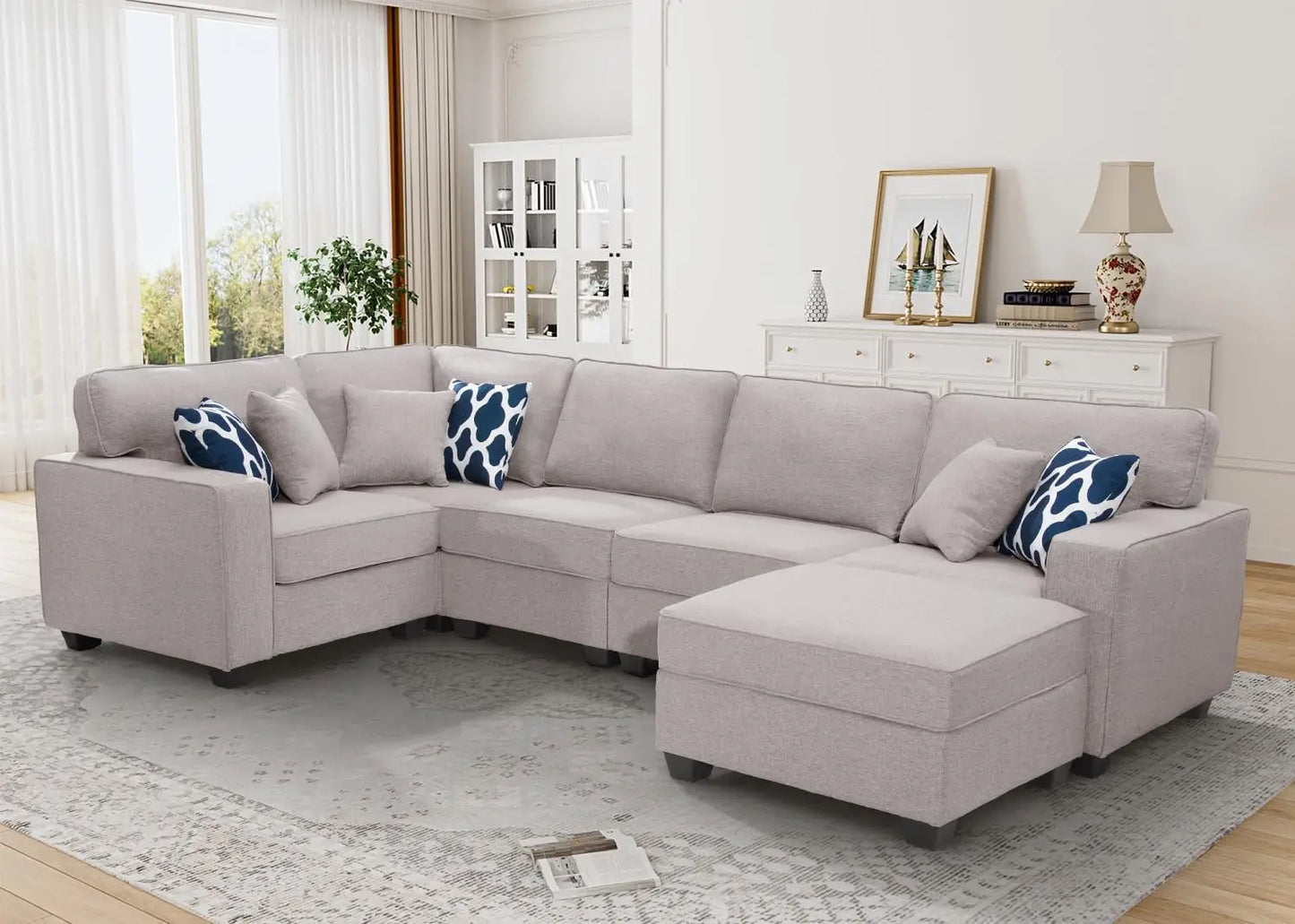 L Lengend Vansen Modular Sectional Sofa U Shaped Couch with Ottoman Modern Reversible Corner Sectional Couch for Living Room
