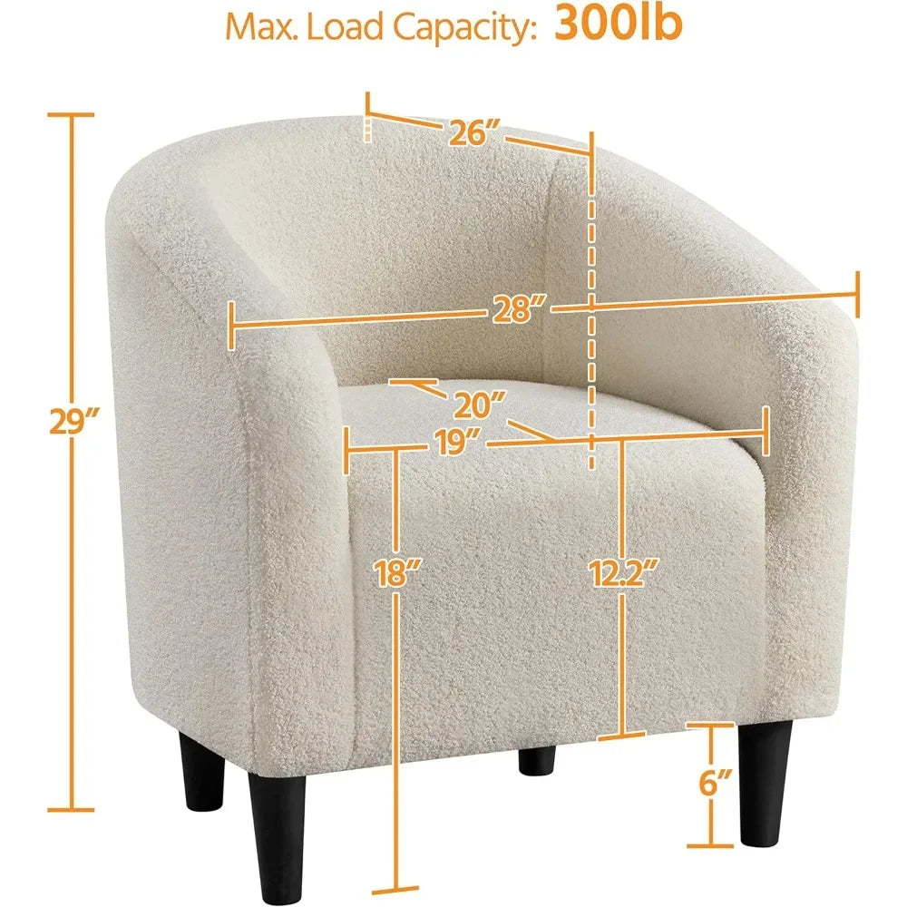 2-Piece Sherpa Accent Chair Set with Plush Cushioned Armrests - Soft Furry Lounge Chairs for Living Room, Bedroom & Office