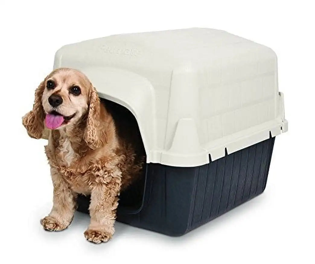 Petmate Barnhome 3 Plastic Outdoor Dog house, Small, for Pets 15-25 lb, Tan