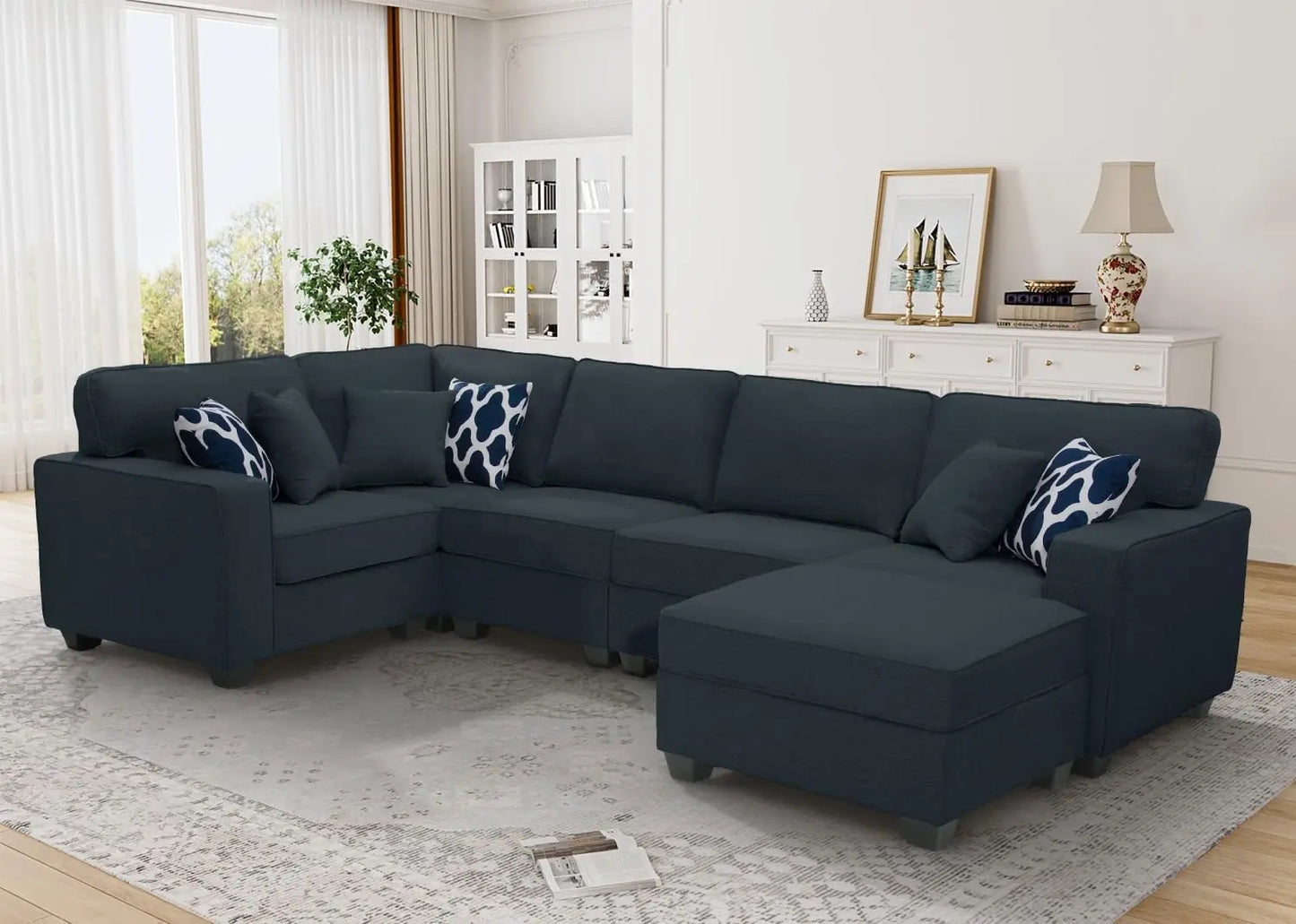 L Lengend Vansen Modular Sectional Sofa U Shaped Couch with Ottoman Modern Reversible Corner Sectional Couch for Living Room