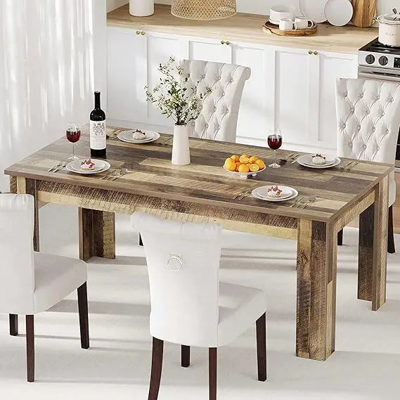 Dining Table for 4-6, Rectangular Dining Table, Dining Room Table, Kitchen Table with Large Table Top, Dinner Table, Farmhouse