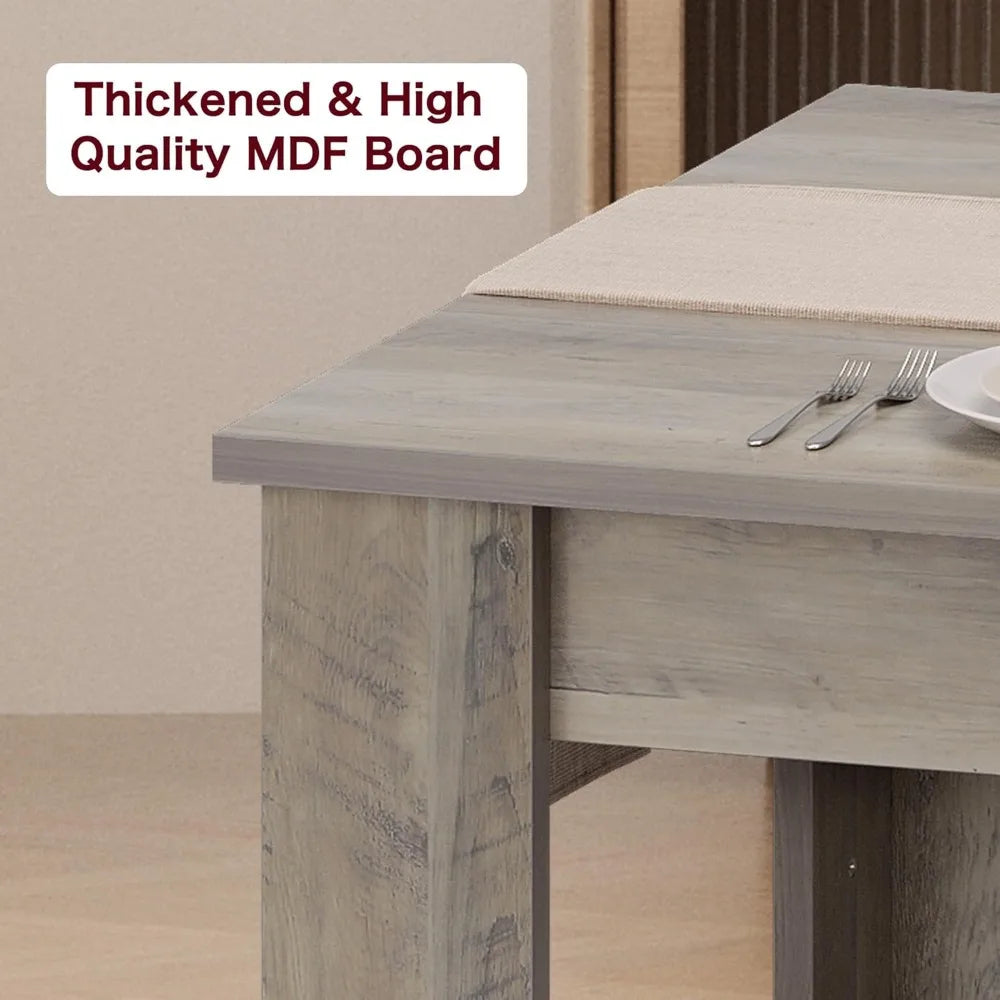 Dining Table for 4-6, Rectangular Dining Table, Dining Room Table, Kitchen Table with Large Table Top, Dinner Table, Farmhouse