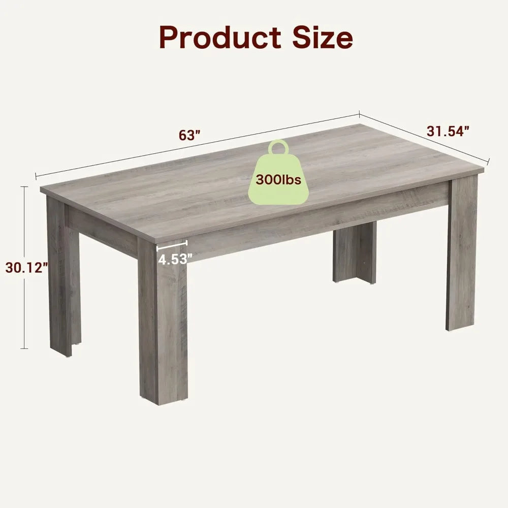 Dining Table for 4-6, Rectangular Dining Table, Dining Room Table, Kitchen Table with Large Table Top, Dinner Table, Farmhouse