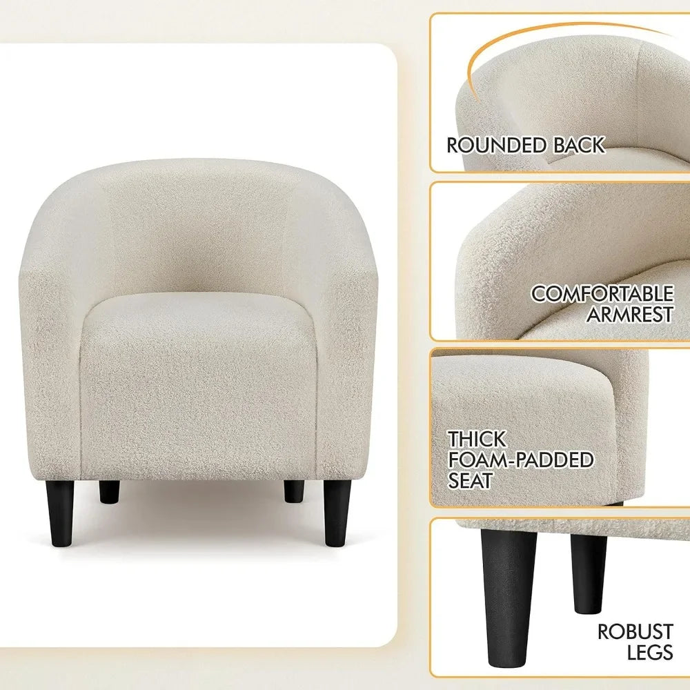 2-Piece Sherpa Accent Chair Set with Plush Cushioned Armrests - Soft Furry Lounge Chairs for Living Room, Bedroom & Office