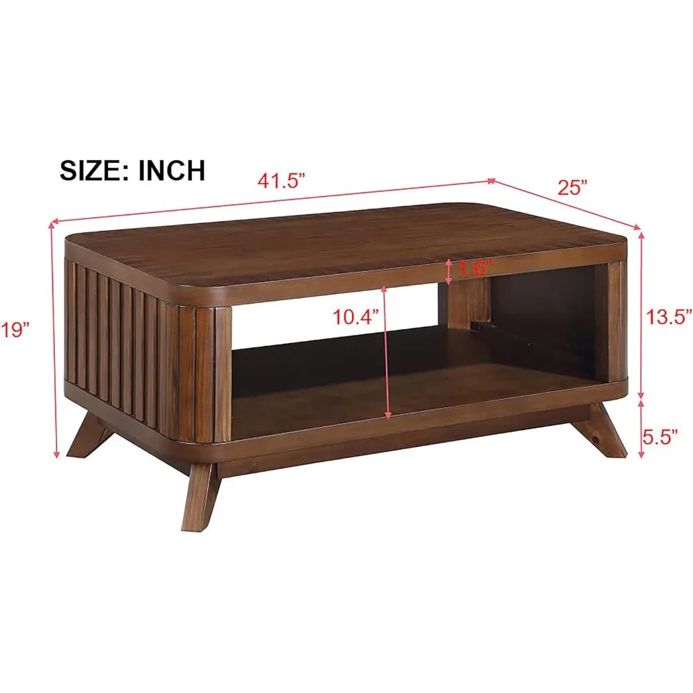 Modern Coffee Table Set of 3, One Center Table with 2 Square End Side Tables, Living Room Furniture Occasional Set for Farmhouse
