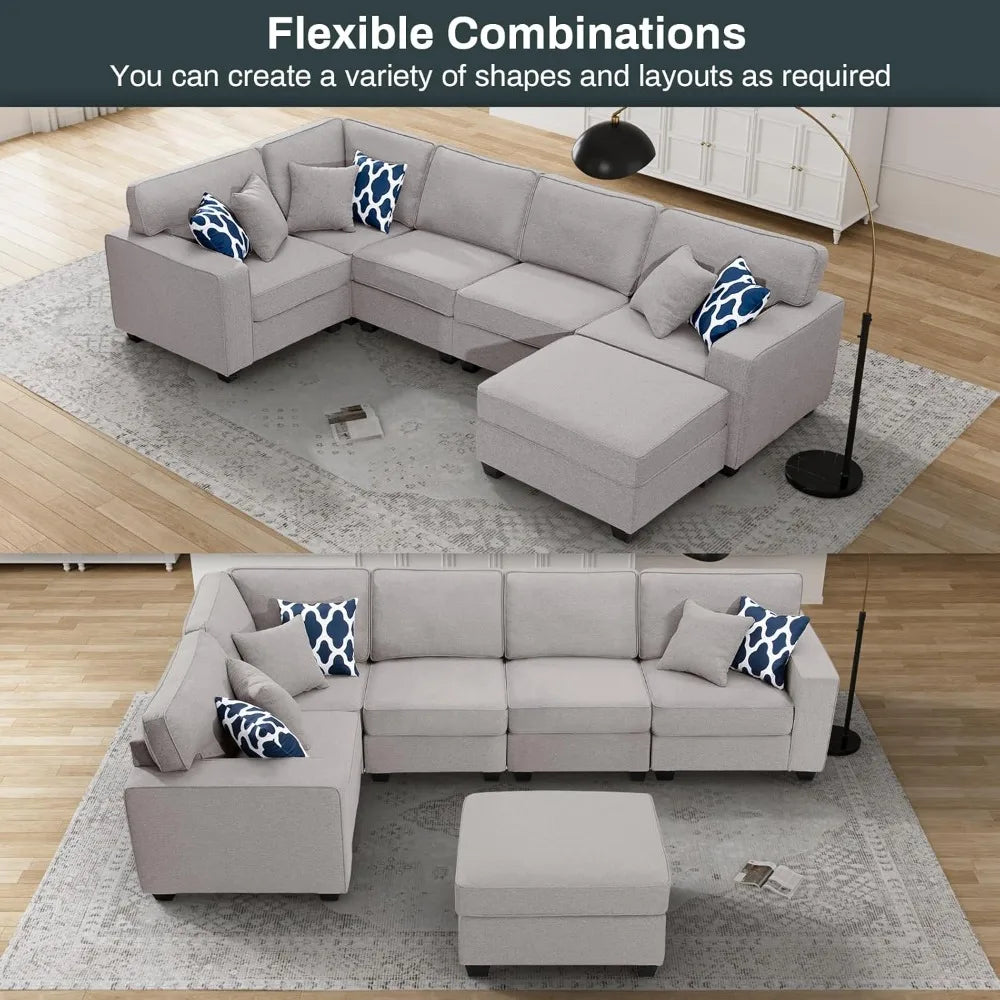 L Lengend Vansen Modular Sectional Sofa U Shaped Couch with Ottoman Modern Reversible Corner Sectional Couch for Living Room