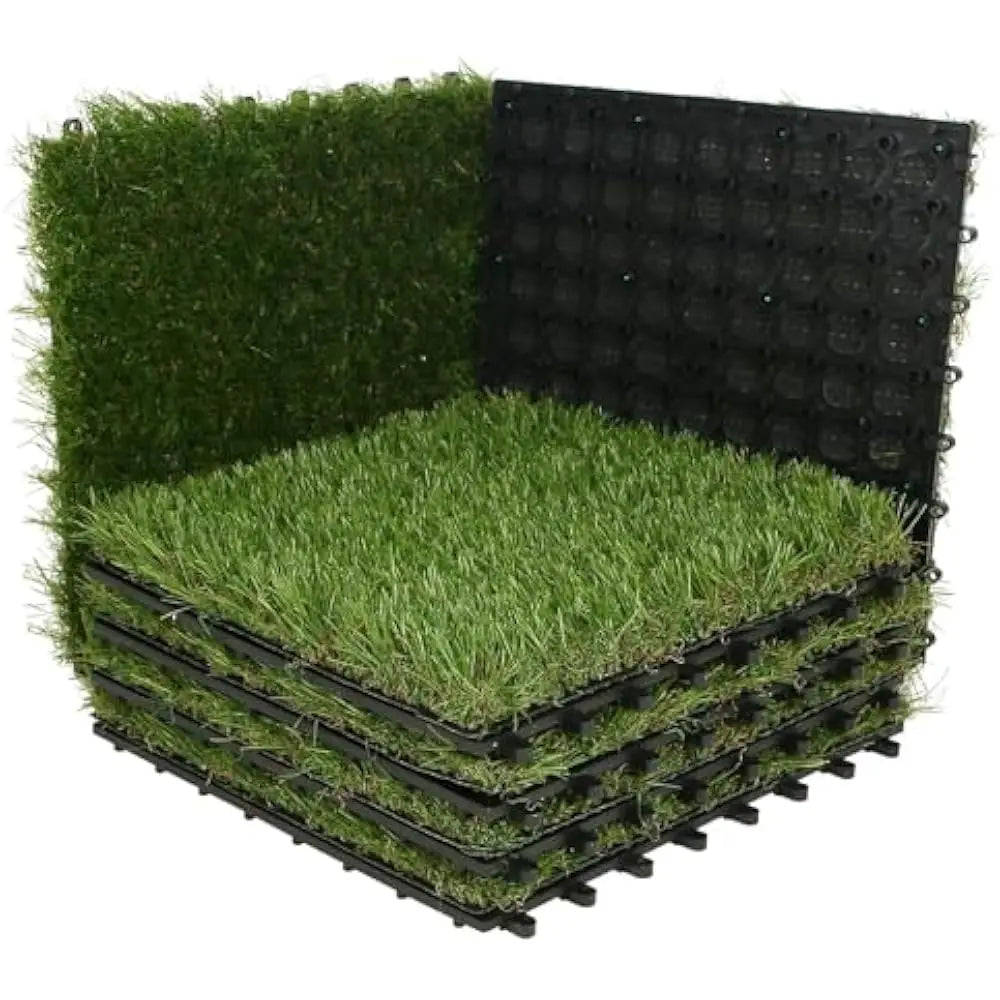Outdoor Artificial Grass Turf Squares 9 Pack, 12"x12" Fake Grass Mat for Balcony Patio Deck Flooring Decor, Pets Dog Pee Pad