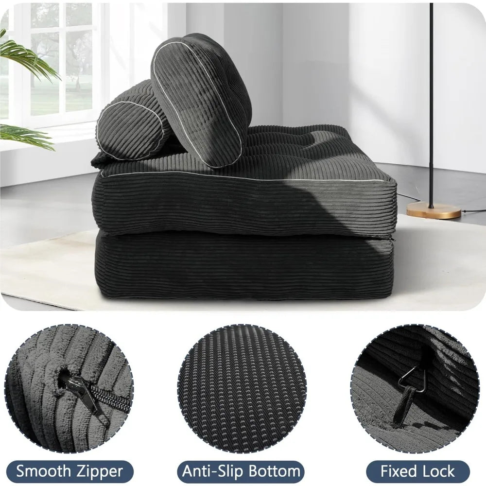 Sofa Bed with Pillow, Convertible Sleeper Chair, Folding Sofa Bed Foam Filling Couch, Sleeper Chair Single Size Floor Mattress