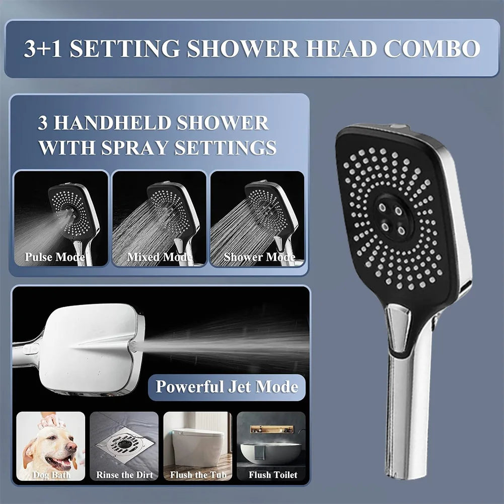 Rainfall Shower Heads Adjustable Handheld