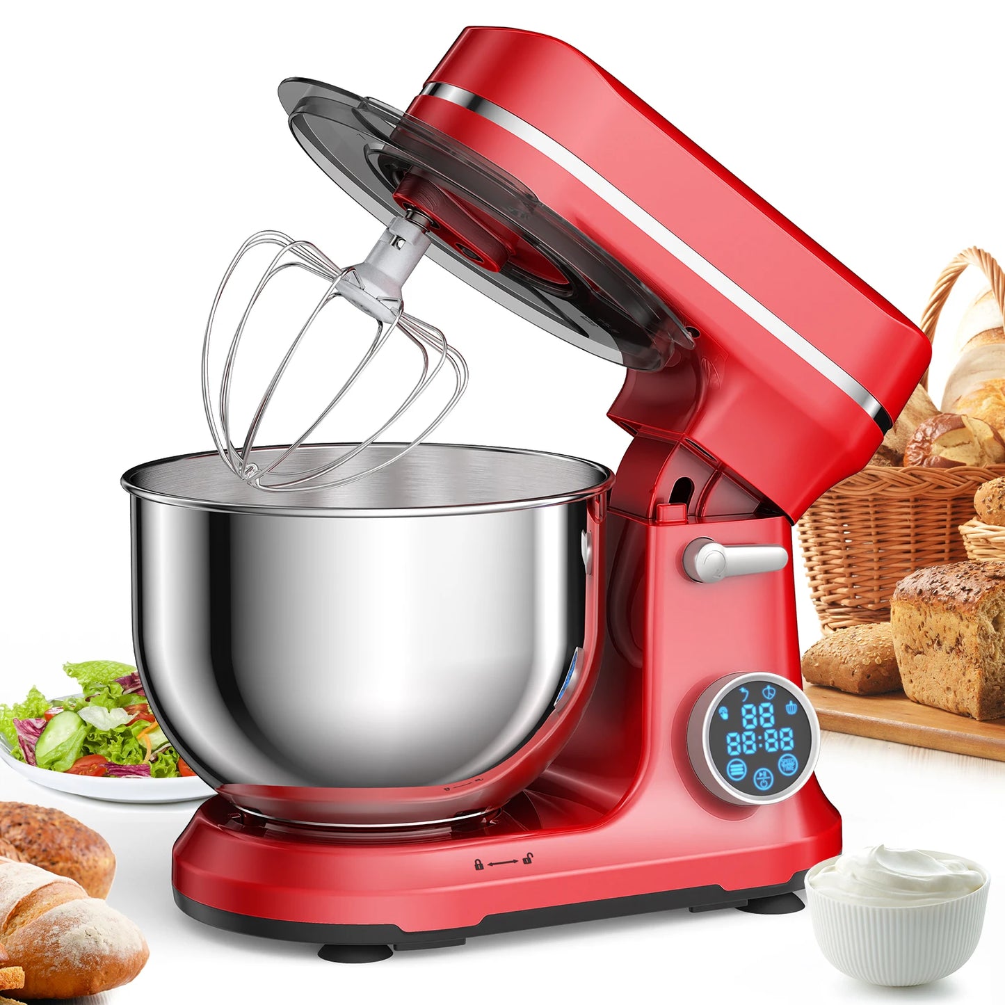 Electric Food Mixer with Dough Hook, Whisk