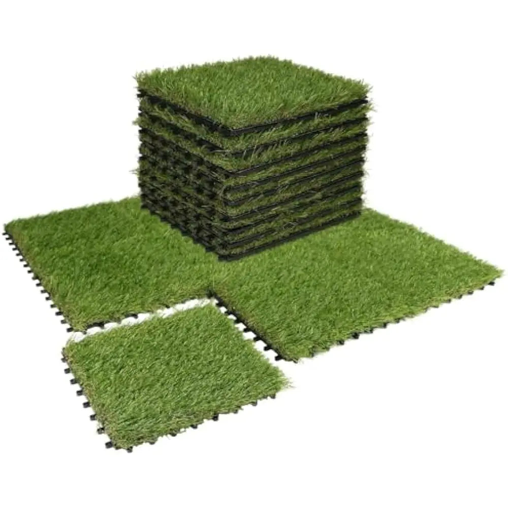 Outdoor Artificial Grass Turf Squares 9 Pack, 12"x12" Fake Grass Mat for Balcony Patio Deck Flooring Decor, Pets Dog Pee Pad
