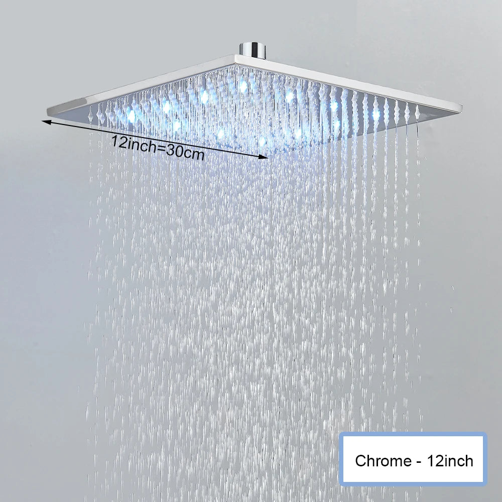 Black Rainfall Shower Head Brass