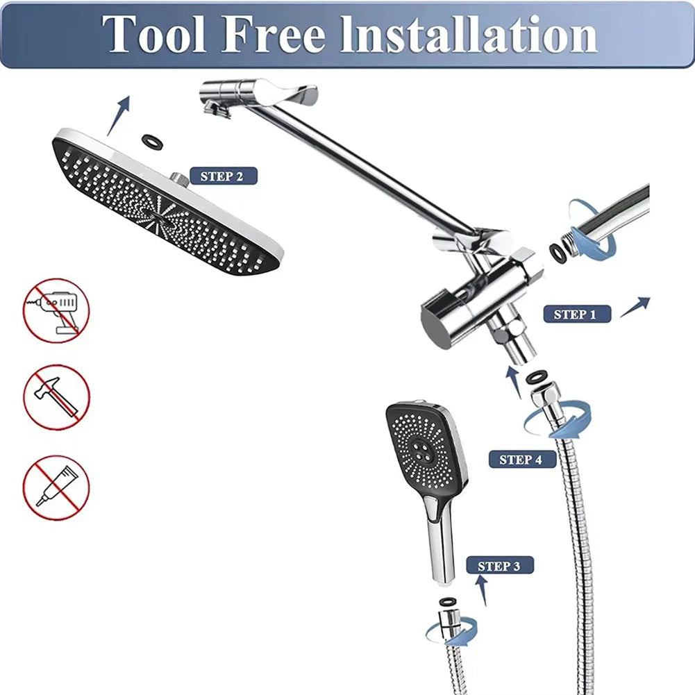 Rainfall Shower Heads Adjustable Handheld