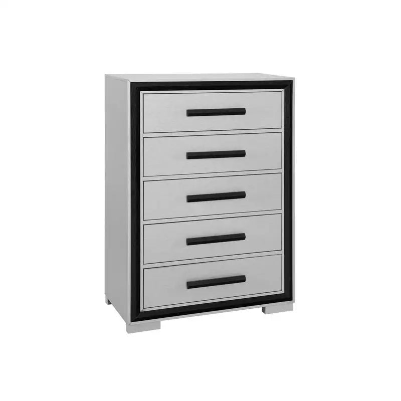 Queen Bedrooom Set - Grey and Black 5 Pieces Furniture for Elegant Bed Rooms