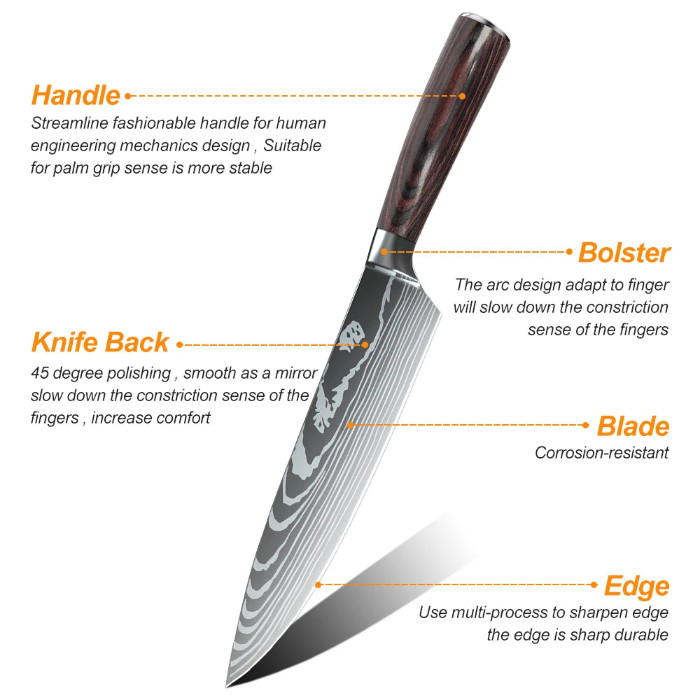10pcs Japanese Kitchen Knives