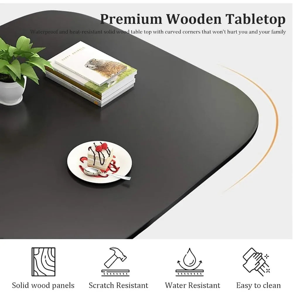 Square Dining Table Set With 4 Chairs - Modern Kitchen and Conference Table Combination for Space-Saving Breakfast, Reception,