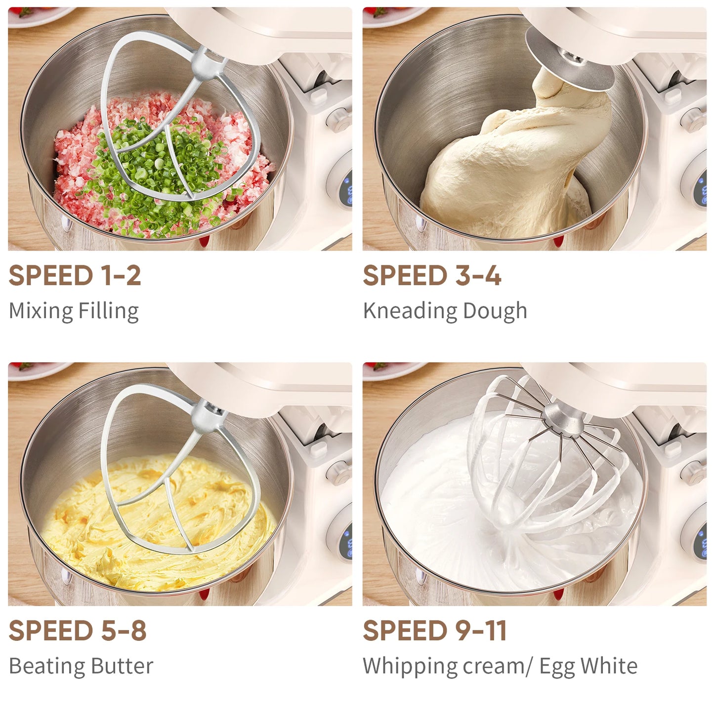 Electric Food Mixer with Dough Hook, Whisk