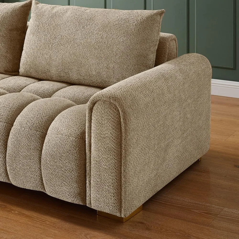 87" Loveseat Sofa, Comfortable Thick Cushion Living Room Couch, Easy-to-Install Apartment Sofa Couch, Boucle, Camel