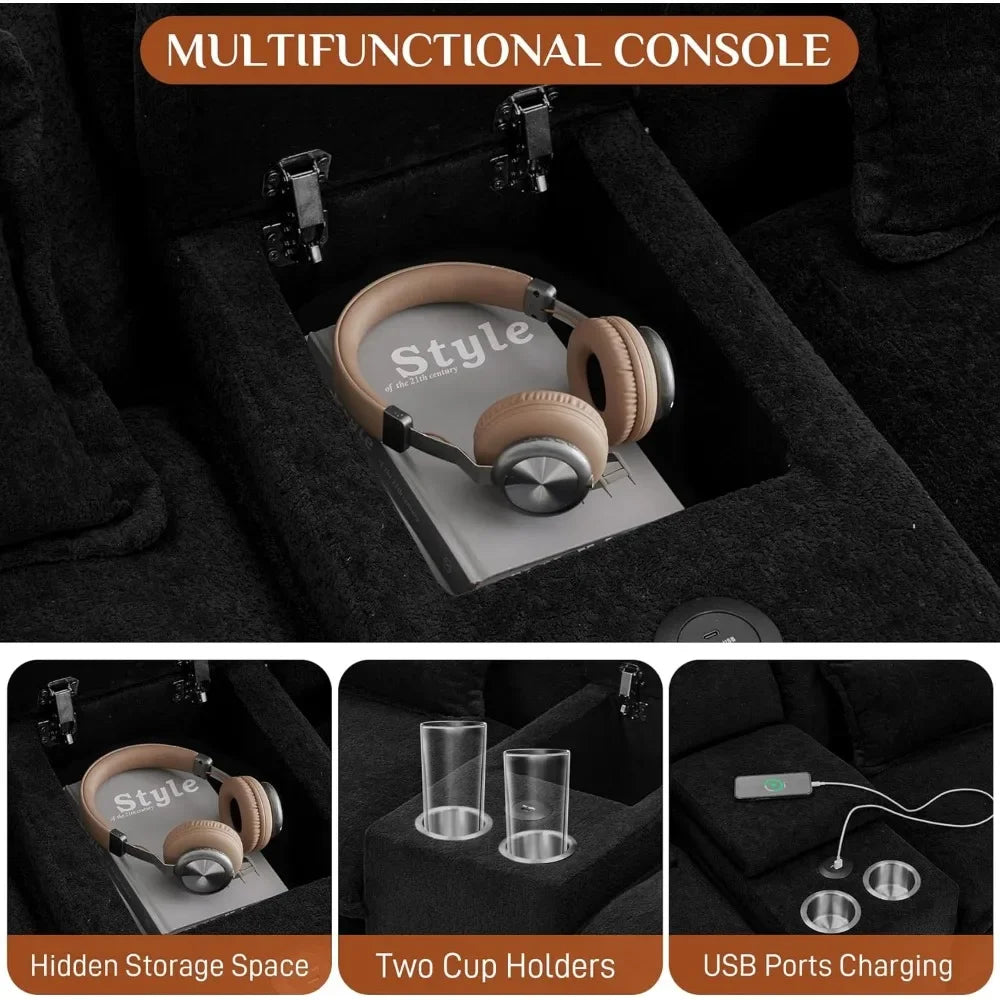 U Shape Sectional Sofa Cloud Couch,124" Chenille Comfy Couches for Living Room, Modern Upholstered Large Modular Sofa