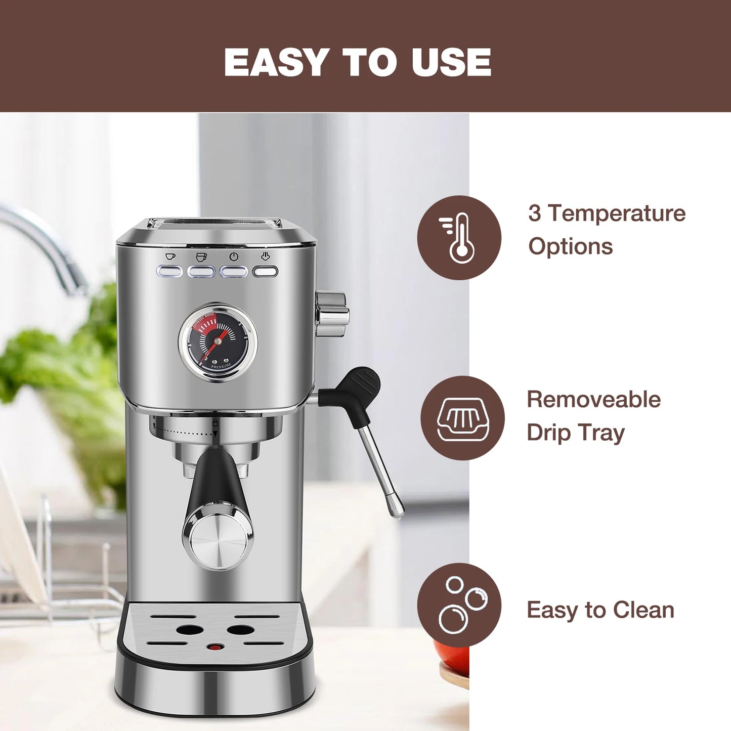 DOYOMI 20 Bar Espresso Machine, Professional Espresso Maker With Milk Frother，Commercial Espresso Machines & Coffee Makers