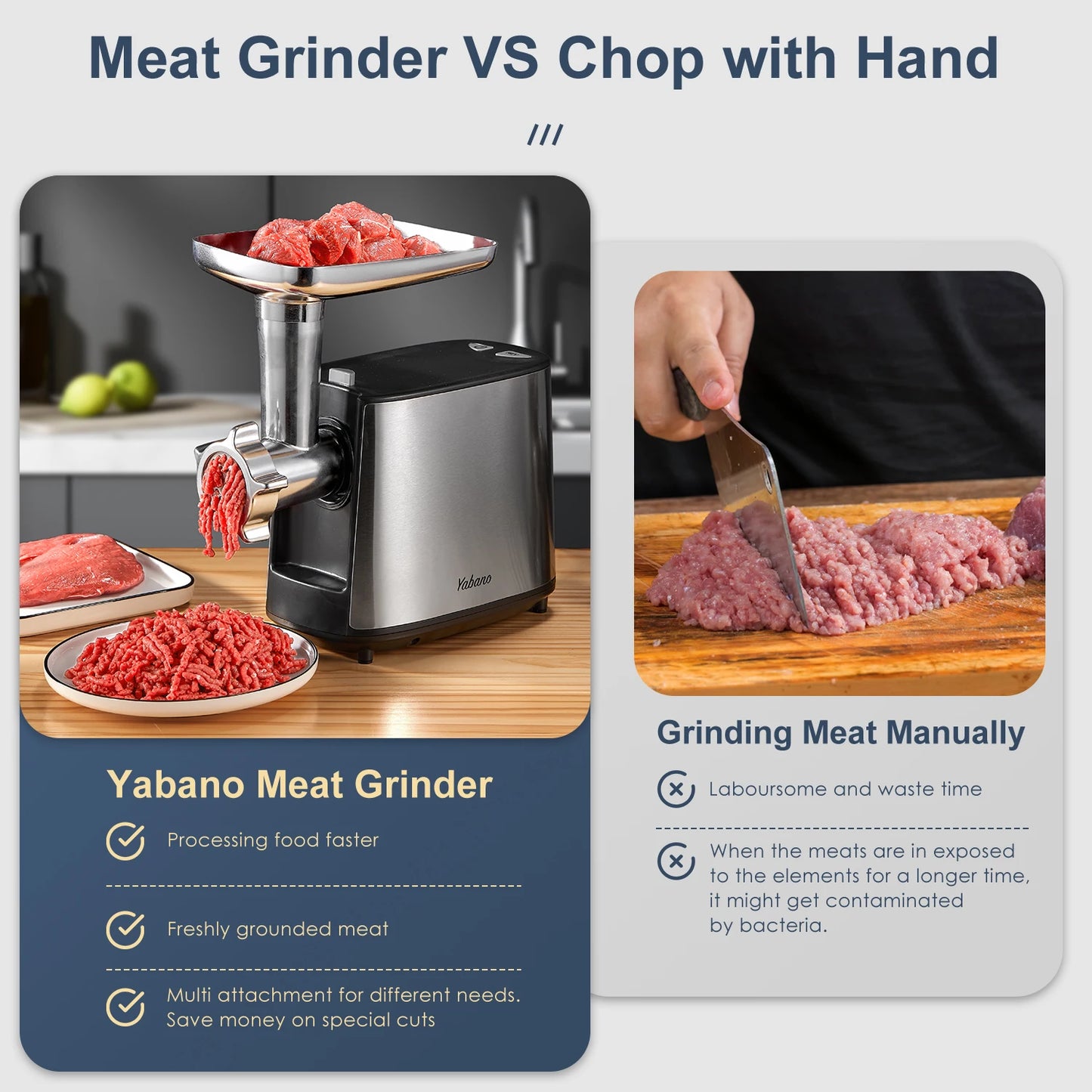 Electric Meat Grinder, Heavy Duty Meat Mincer, Sausage Stuffer Maker, Food Grinder with Sausage & Kubbe Kit, 2 Grinder Plates