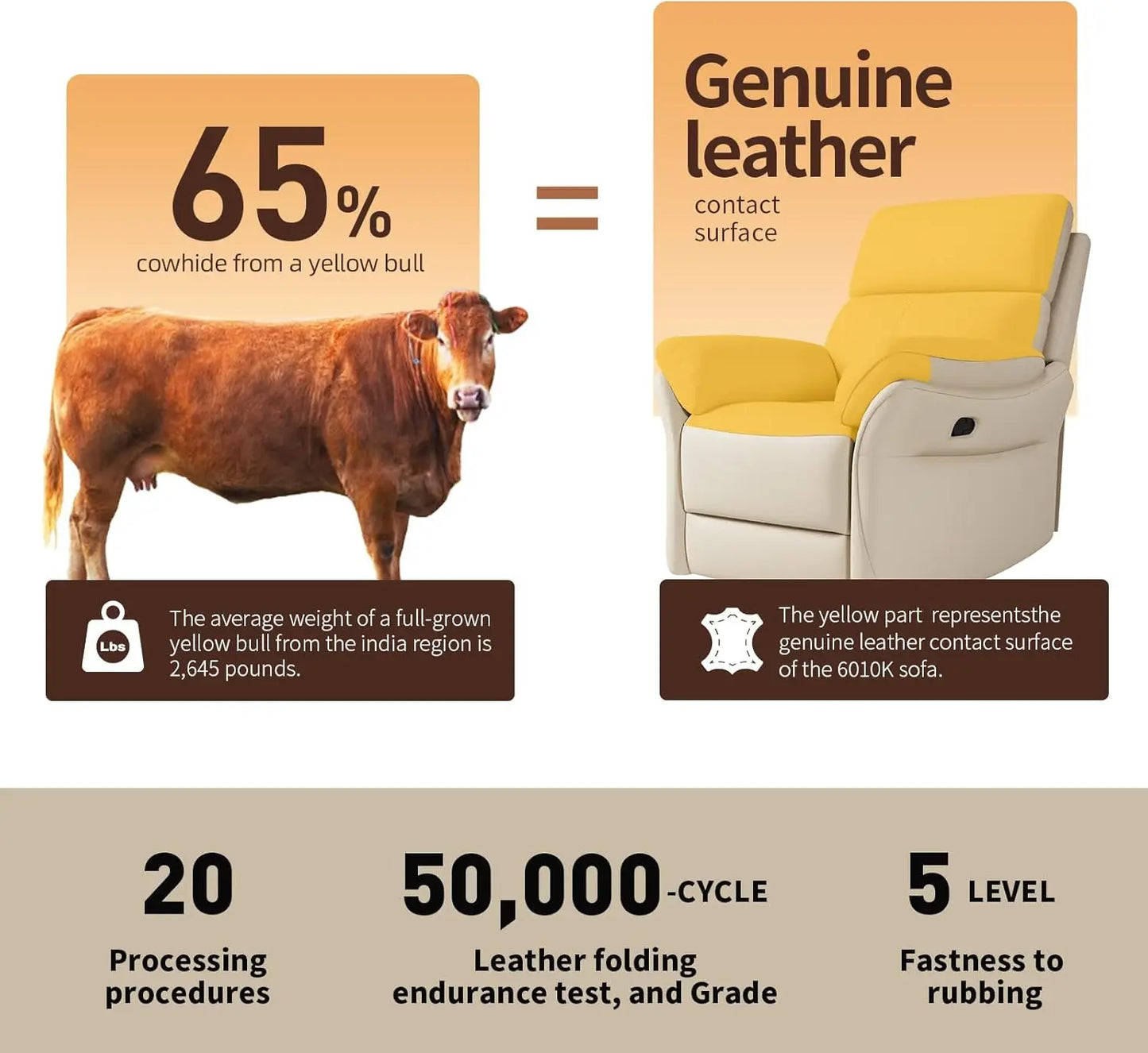 Genuine Leather Recliner Chair,Top-Grain Leather, Ergonomic Living Room Chair, High Back Theater Seating Single Reclining Sofa