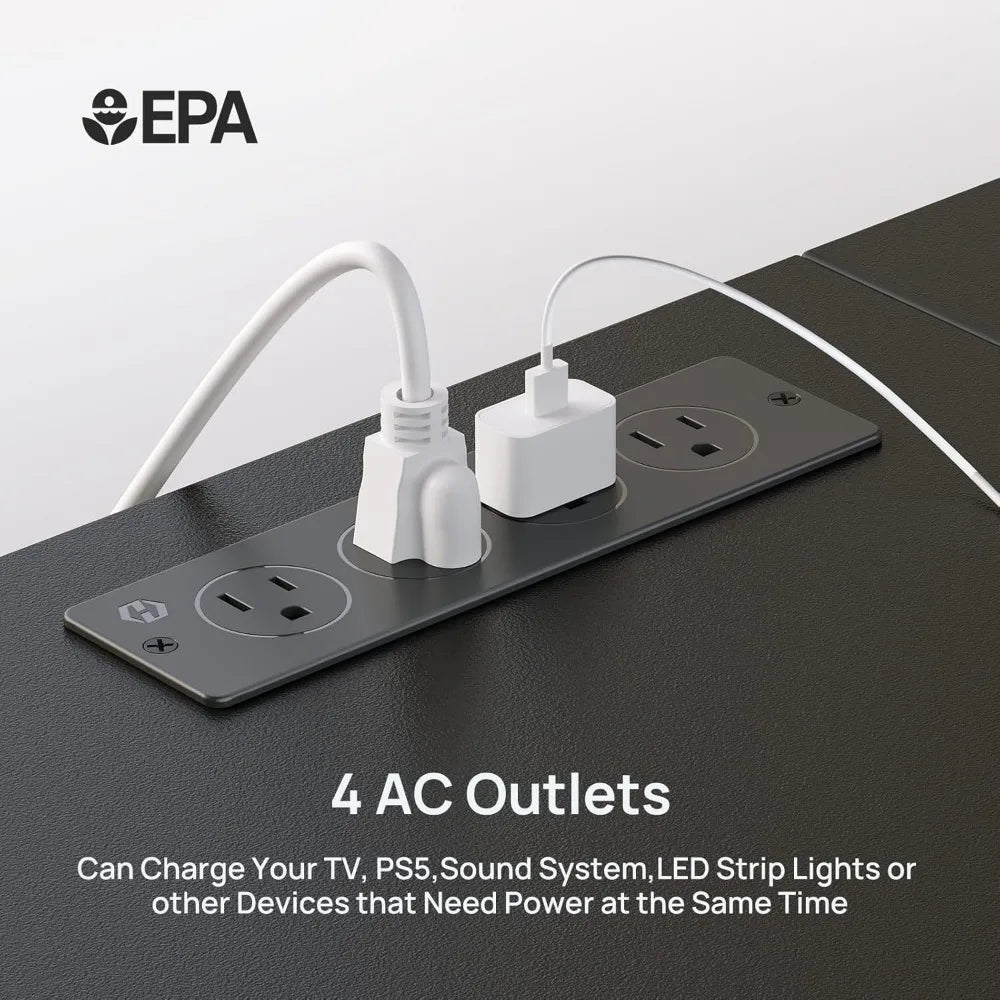 TV Stand for 65 70 Inch Tv, Entertainment Center with Power Outlets and Led, 2 Fabric Drawers Tv Stand with 2 Cabinets