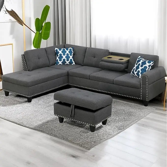 Sofa Couch,Corduroy 3 Seat Sofa with Deep Seat Wider Armrest，Upholstered Couches for Living Room,Apartment Office CouchFurniture
