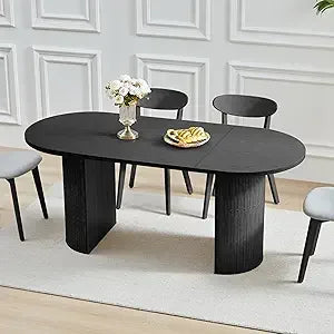78 Inch Dining Table for 6 8 10, Modern Farmhouse Rectangular Kitchen Table, Long Dining Room Tables with Wood Strip Base for Ki