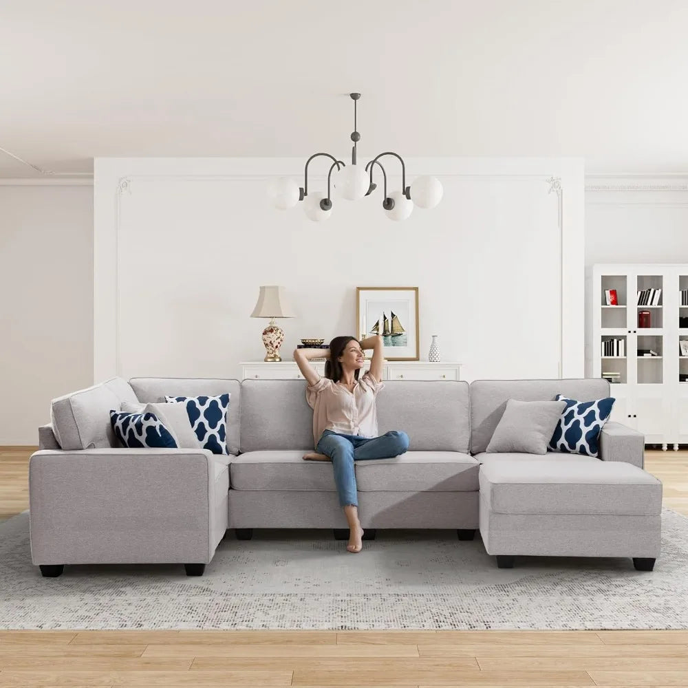 L Lengend Vansen Modular Sectional Sofa U Shaped Couch with Ottoman Modern Reversible Corner Sectional Couch  for Living Room