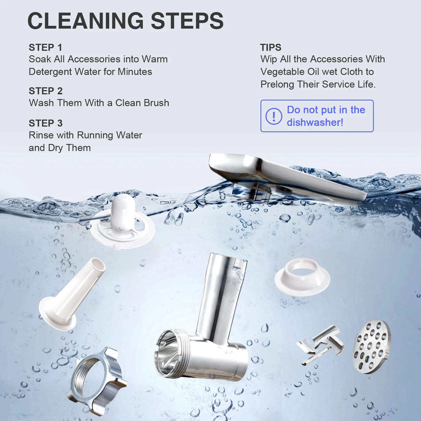 Electric Meat Grinder, Heavy Duty Meat Mincer, Sausage Stuffer Maker, Food Grinder with Sausage & Kubbe Kit, 2 Grinder Plates