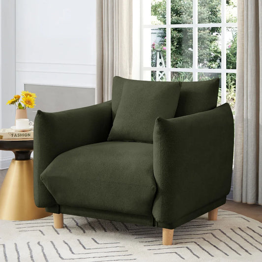 Oversize Accent Chairs for Living Room,Comfy Towelling Fabric Upholstered Armchair,Mid Century Modern Reading Arm Chair Single
