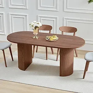78 Inch Dining Table for 6 8 10, Modern Farmhouse Rectangular Kitchen Table, Long Dining Room Tables with Wood Strip Base for Ki