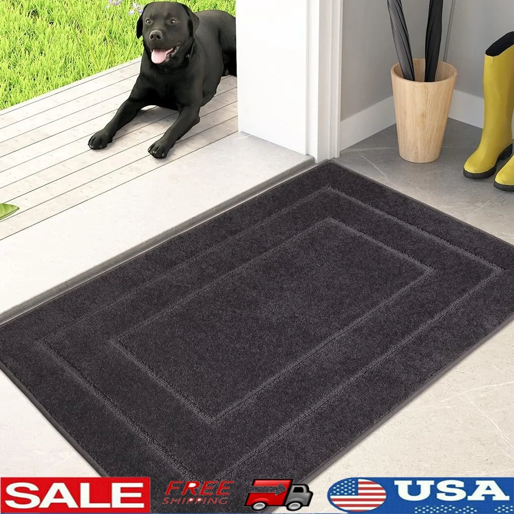 Dirt Trapper Door Mat Non Slip Machine Washable Super Absorbent Entryway Rug Dog Doormat Low Profile Durable Indoor Outdoor