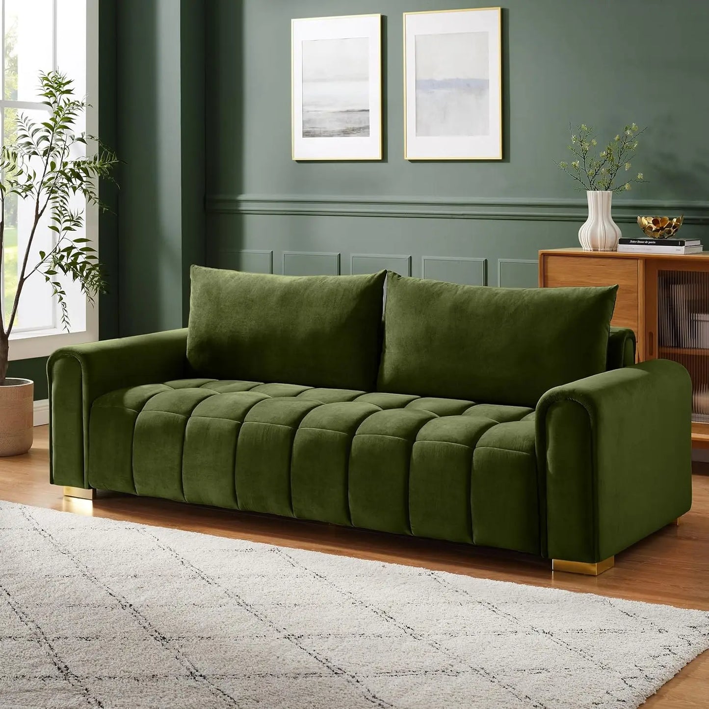 87" Loveseat Sofa, Comfortable Thick Cushion Living Room Couch, Easy-to-Install Apartment Sofa Couch, Boucle, Camel